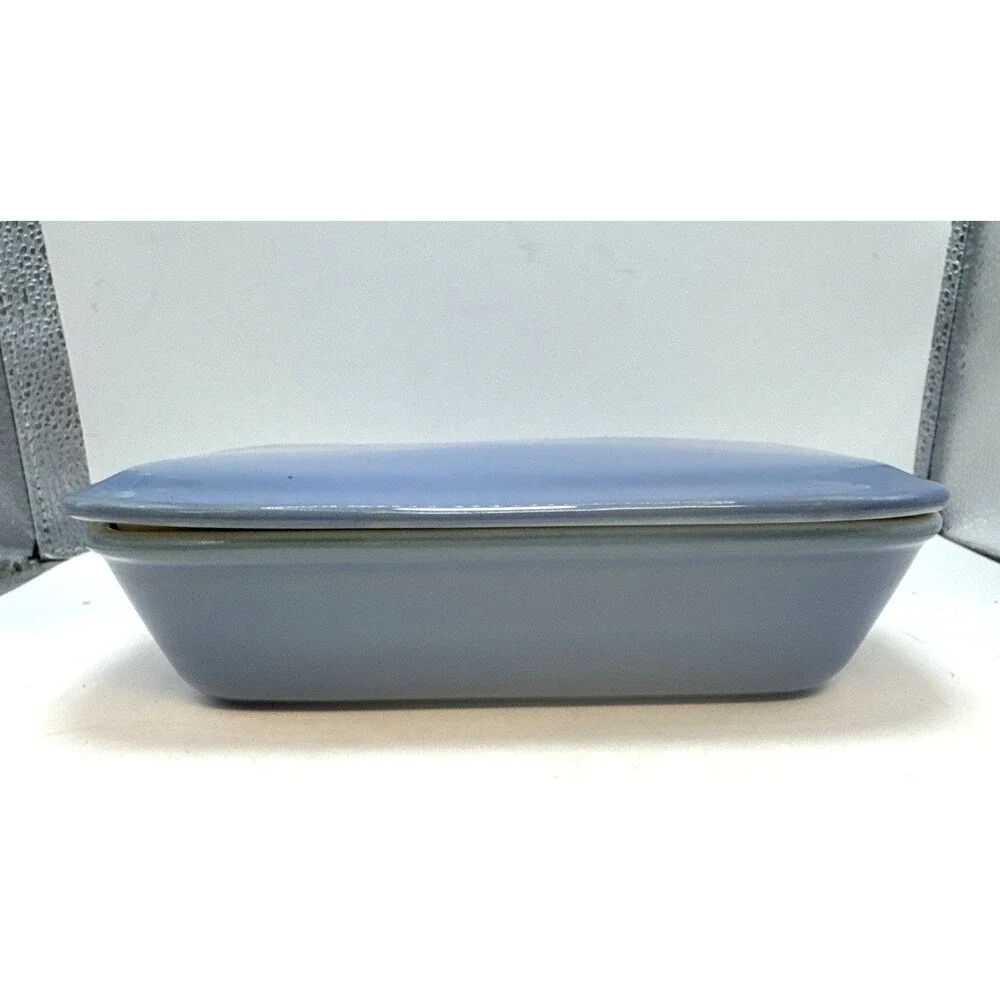 Vintage Hall Blue Covered Casserole Refrigerator Dish Art Deco Numbered
